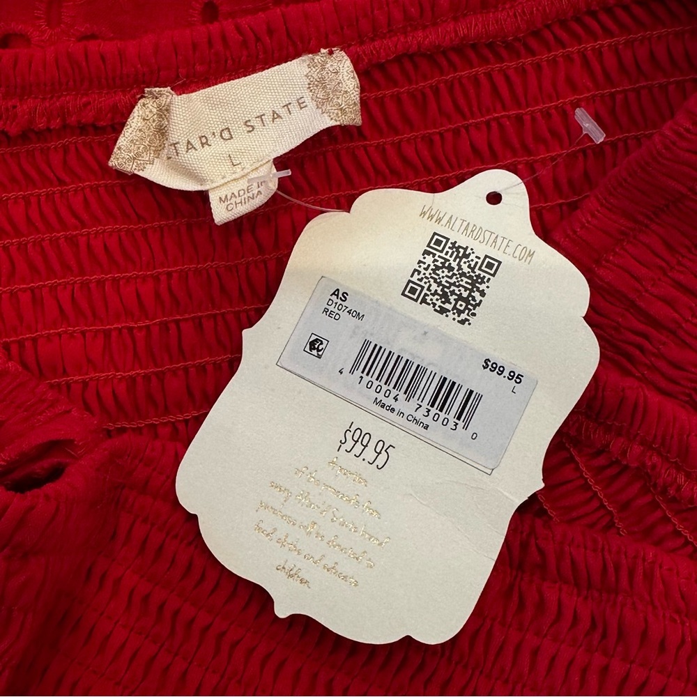 Altar’d State Amira Red Eyelet Ruffle Mini Dress - Picture 8 of 11